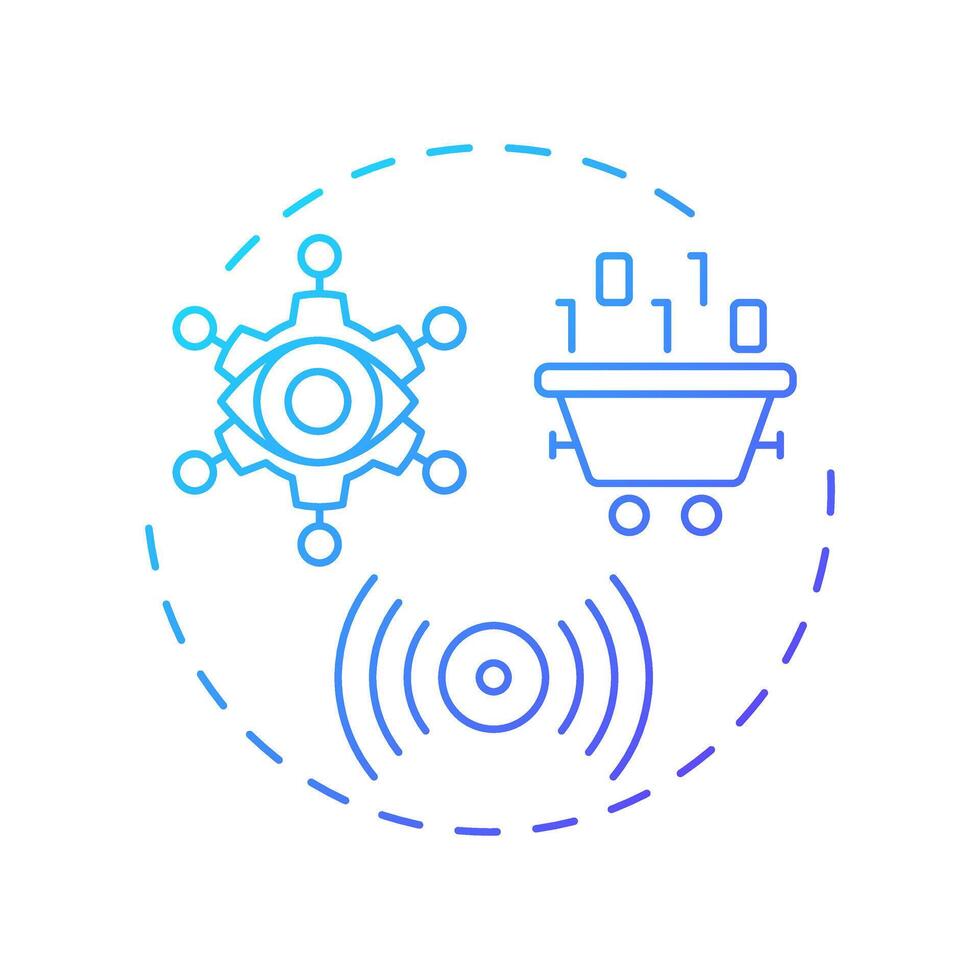 Network as sensor blue gradient concept icon. 6G technology. Real-time data collection and data monitoring. Round shape line illustration. Abstract idea. Graphic design. Easy to use in article vector