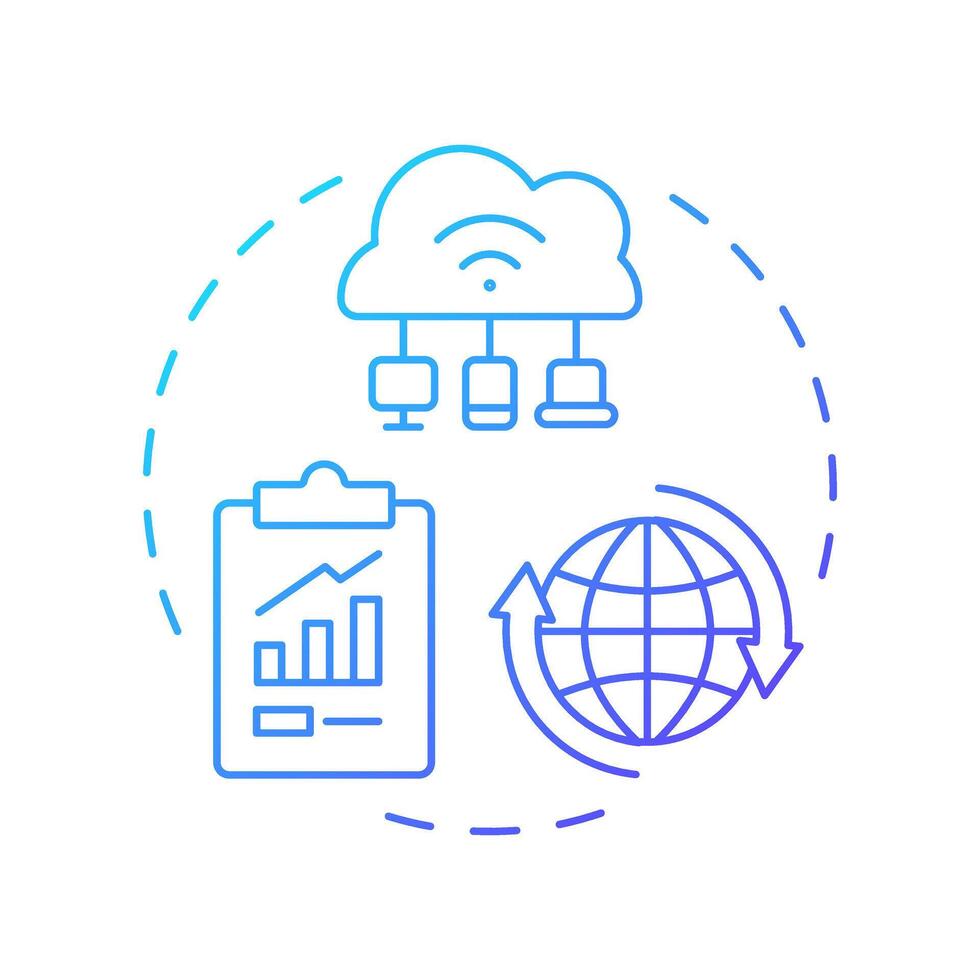 Internet of everything blue gradient concept icon. Industry 5.0 technology. Cloud computing. Data analytics. Round shape line illustration. Abstract idea. Graphic design. Easy to use in article vector
