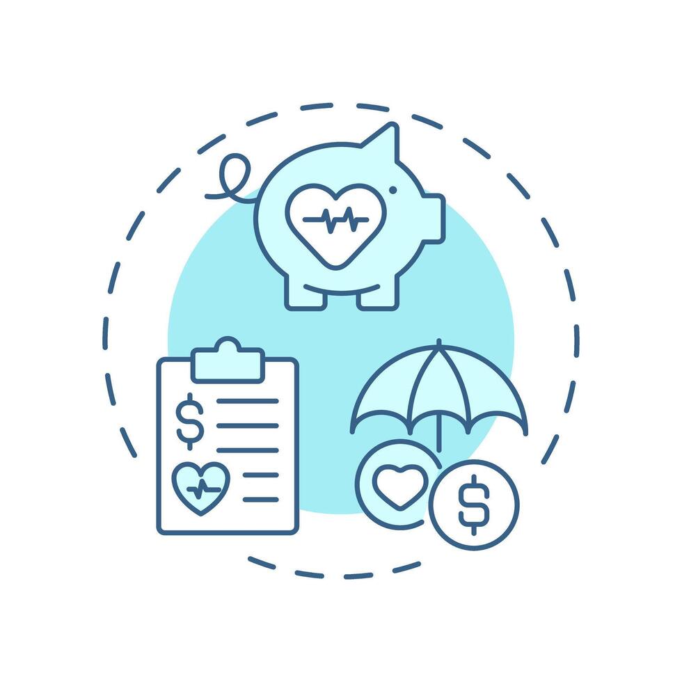Medical expenses soft blue concept icon. Illness treatment. Healthcare costs. Treatment fee. Round shape line illustration. Abstract idea. Graphic design. Easy to use in infographic, presentation vector