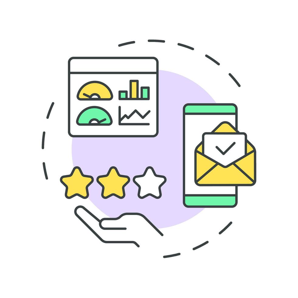 Email abm multi color concept icon. Marketing organization, efficiency. Rating service. Round shape line illustration. Abstract idea. Graphic design. Easy to use in infographic, presentation vector