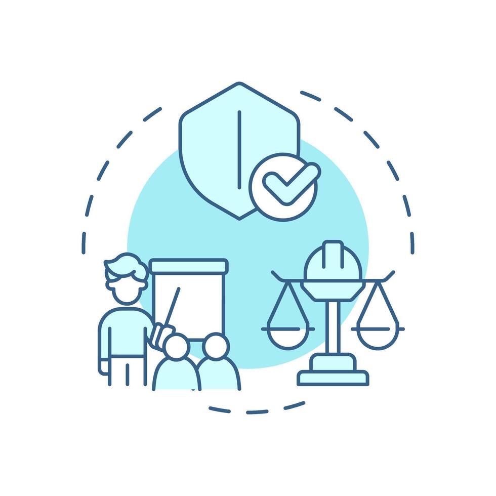 Safety and training programs soft blue concept icon. Workplace inspection, organization. Round shape line illustration. Abstract idea. Graphic design. Easy to use in infographic, presentation vector