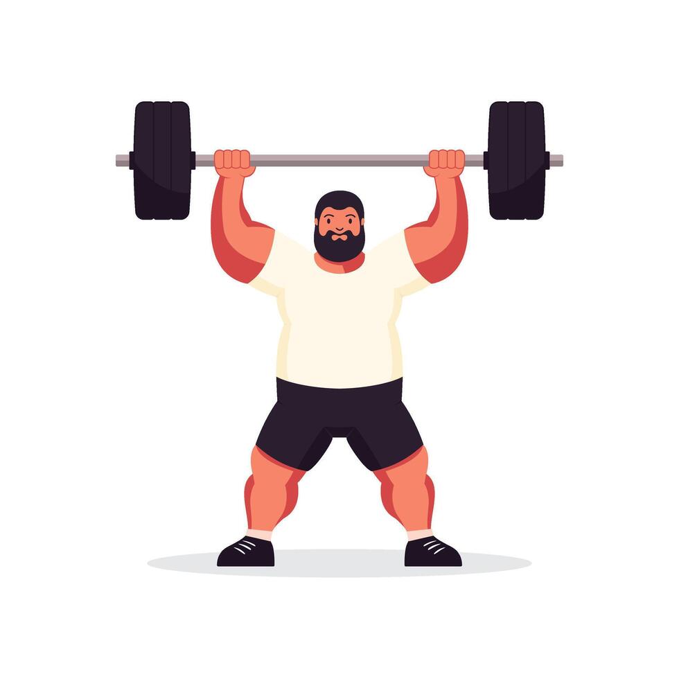 A man with a beard is lifting a barbell vector