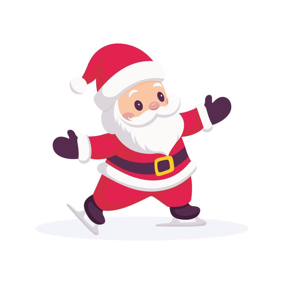 Santa claus skating on the ice, christmas illustration vector