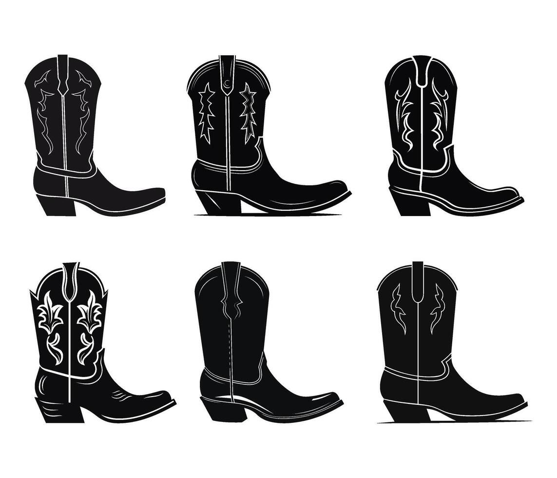 Cowboy boots icon set illustration vector