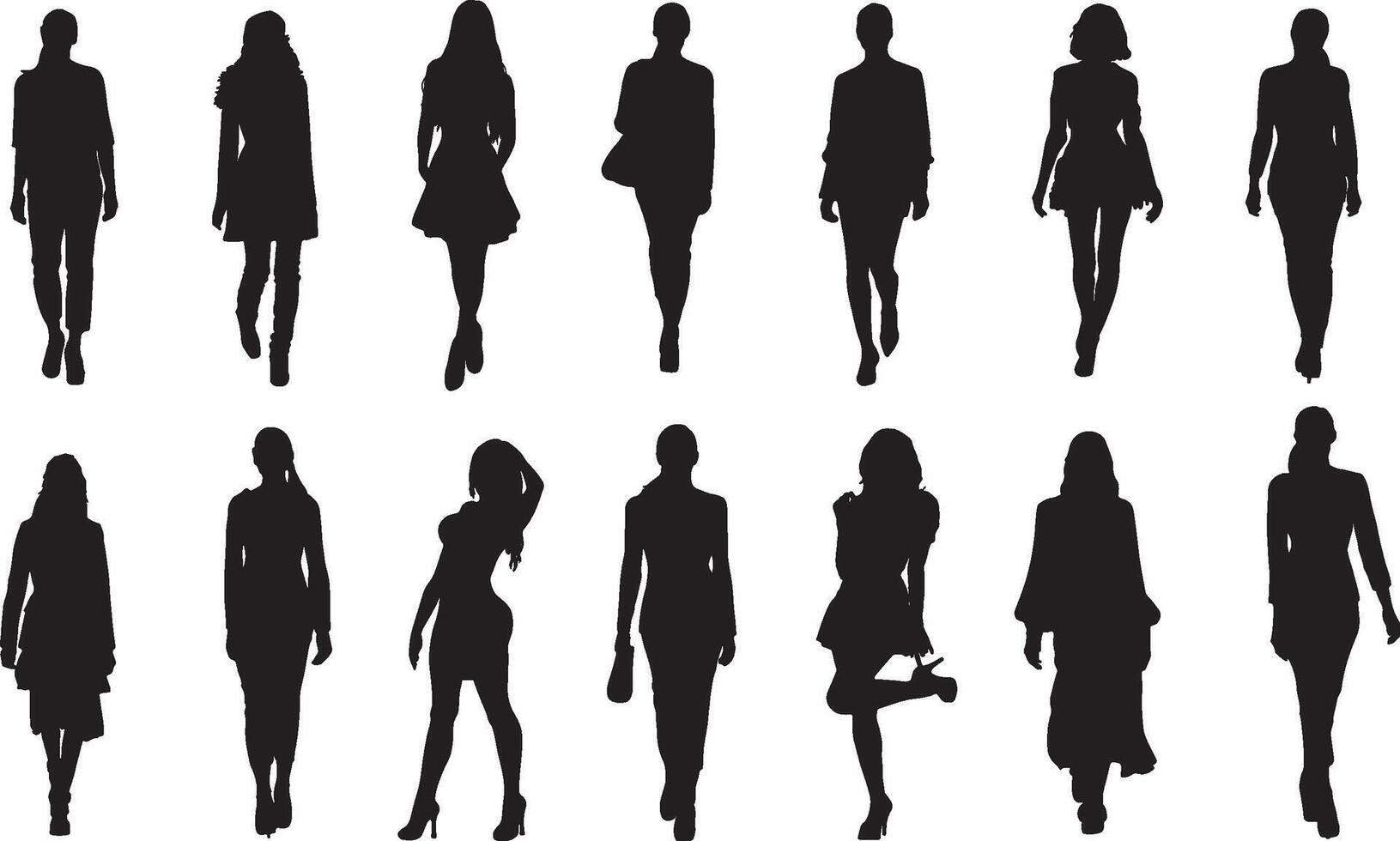LADIES FASHION MODELS SILHOUETTE PACK vector