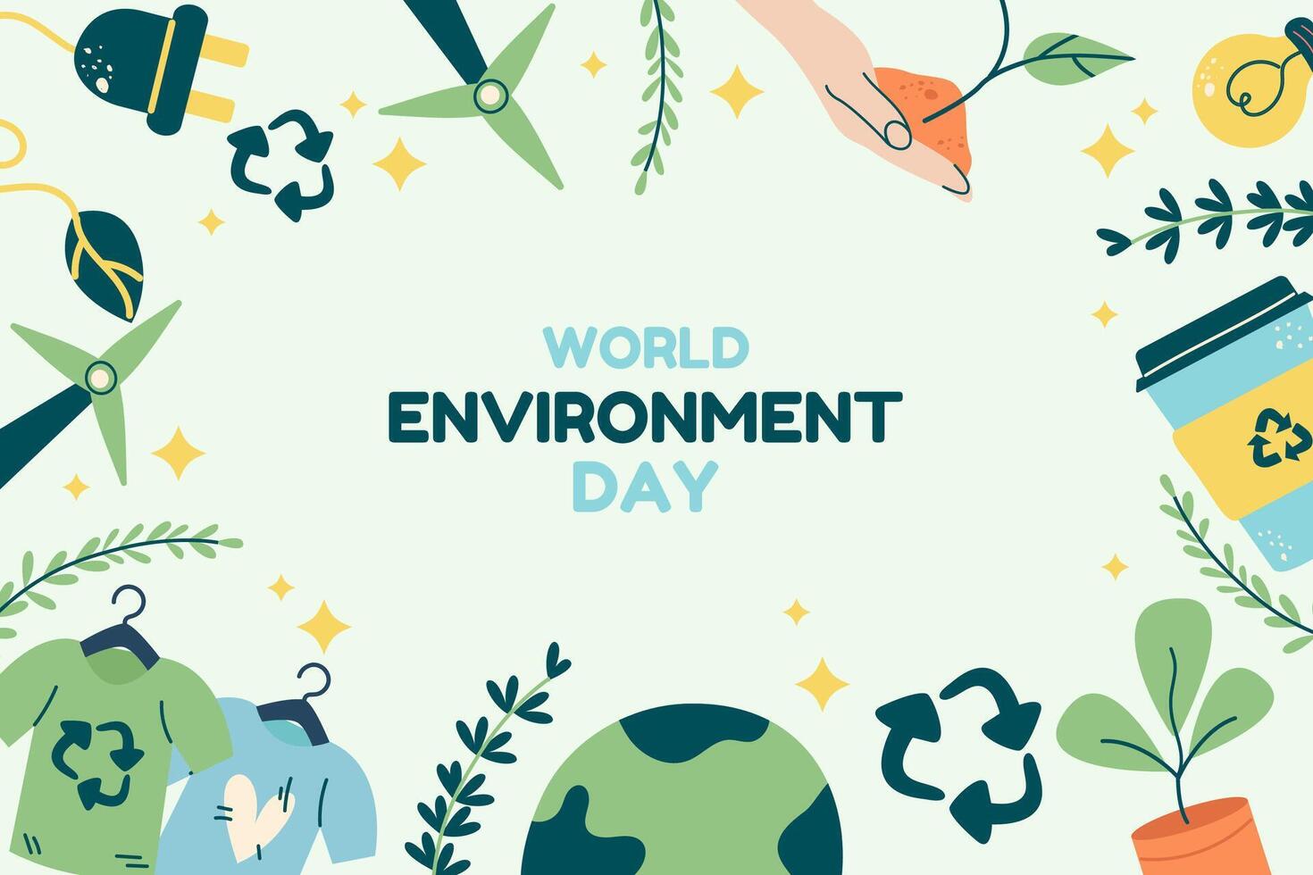 World environment day banner background hand drawn vector