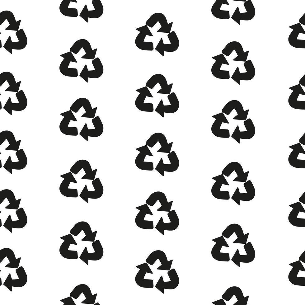 Seamless pattern silhouette recycling sign ecology friendly vector
