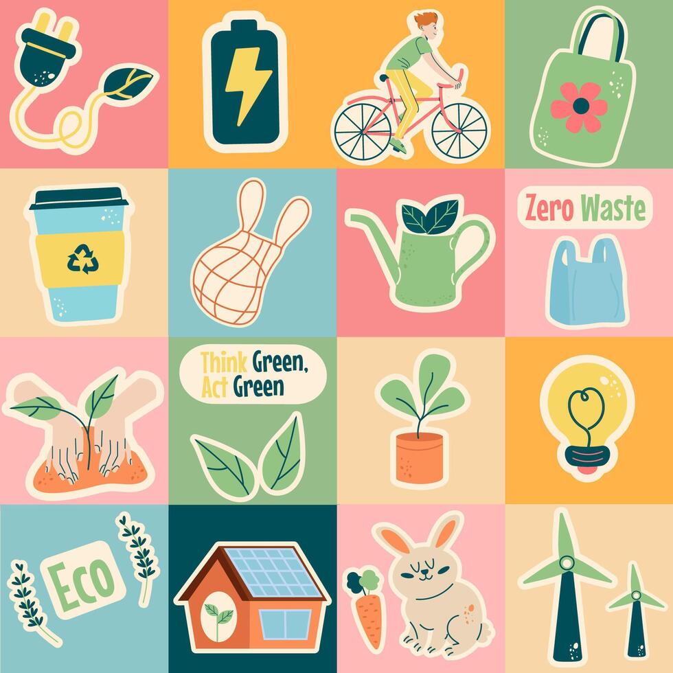 Seamless pattern ecology friendly sticker vector