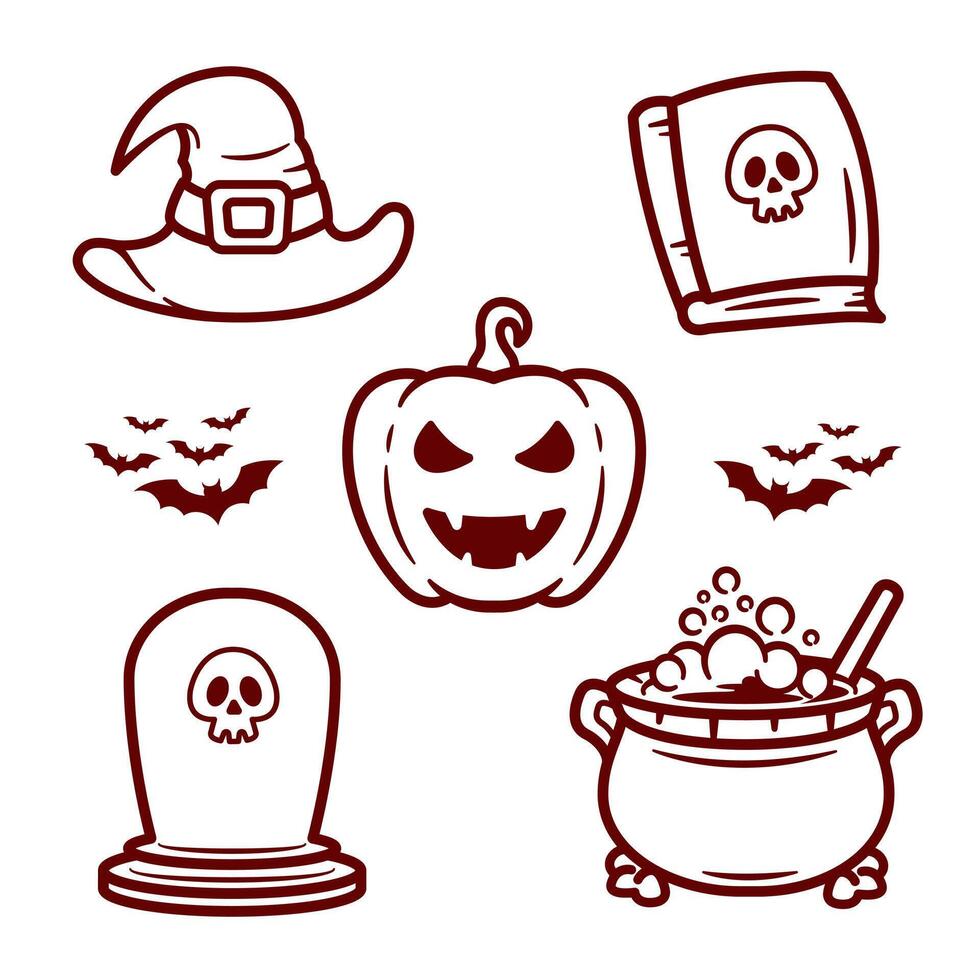 Halloween icons set with line art style suitable for logo, sticker, icon, etc. vector