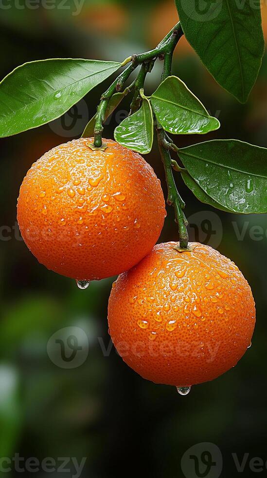 Two oranges on a tree photo