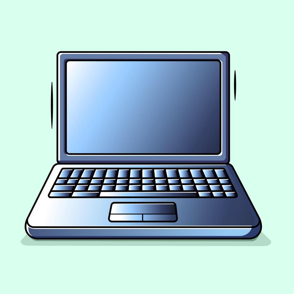 Sleek Blue Metallic Gleam Laptop Icon Design Symbolizes Modern Technology Illustration vector