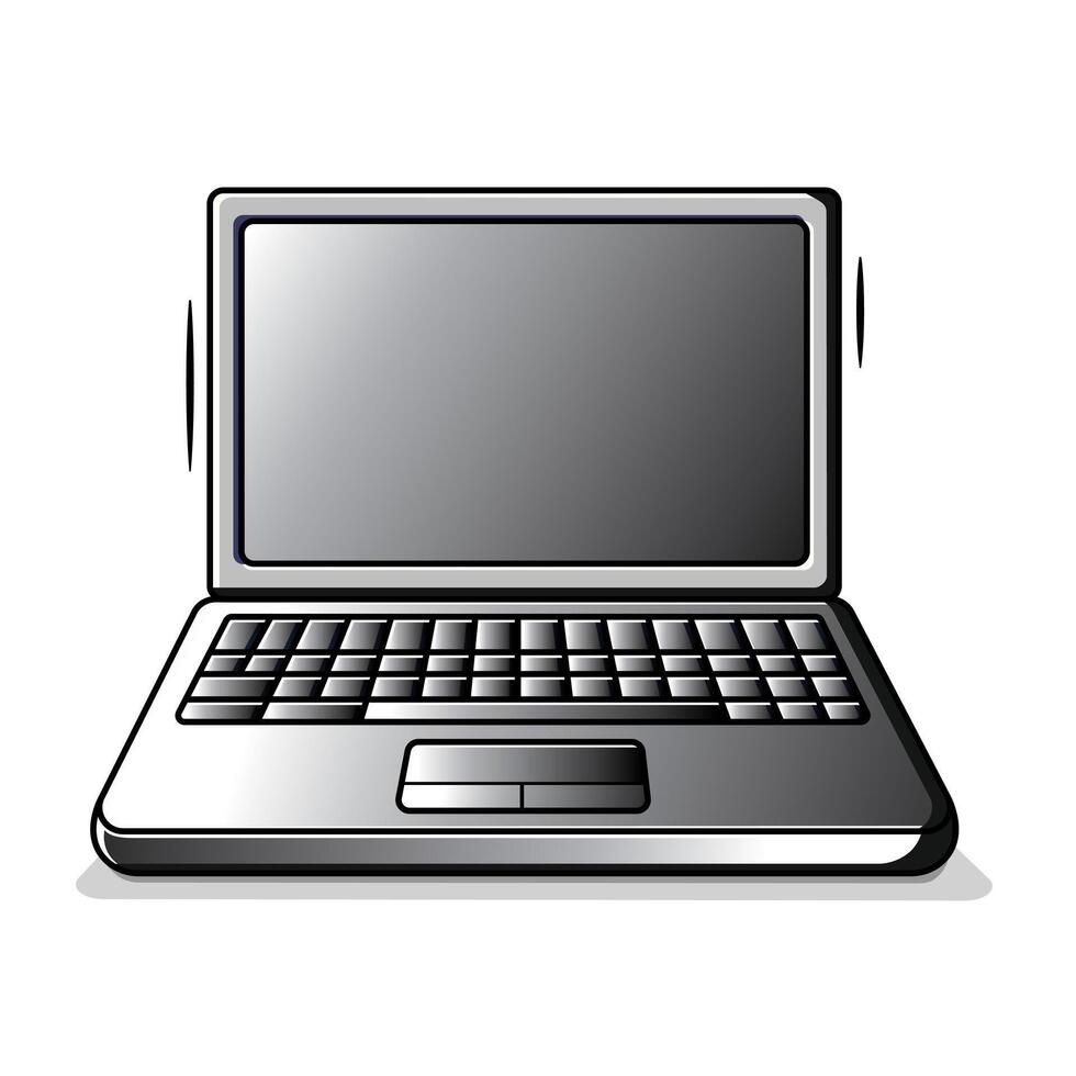 Grey Sleek Silver Metallic Gleam Laptop Icon Design Illustration vector