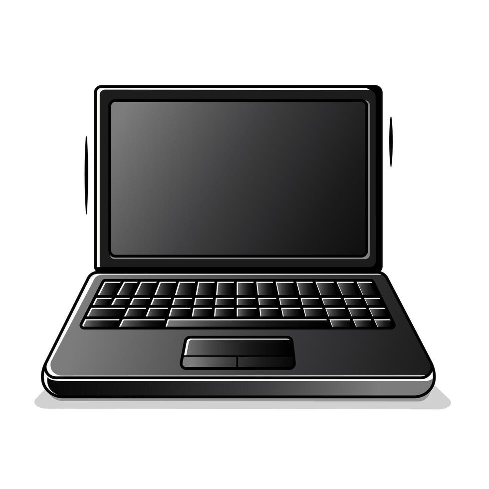 Sleek Black Dark Matte Laptop Icon Design Symbolizes Modern Technology Illustration vector