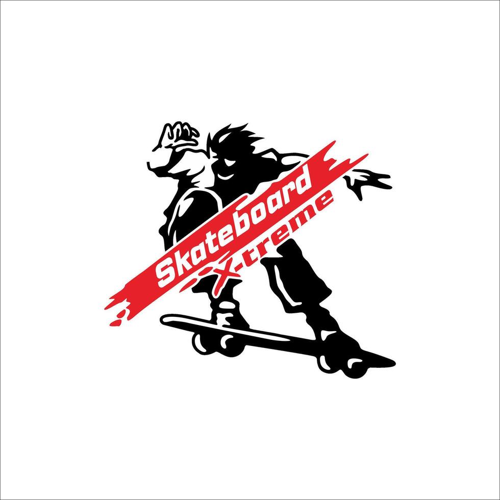 Man playing skateboard with banner saying Xtreme skateboard vector
