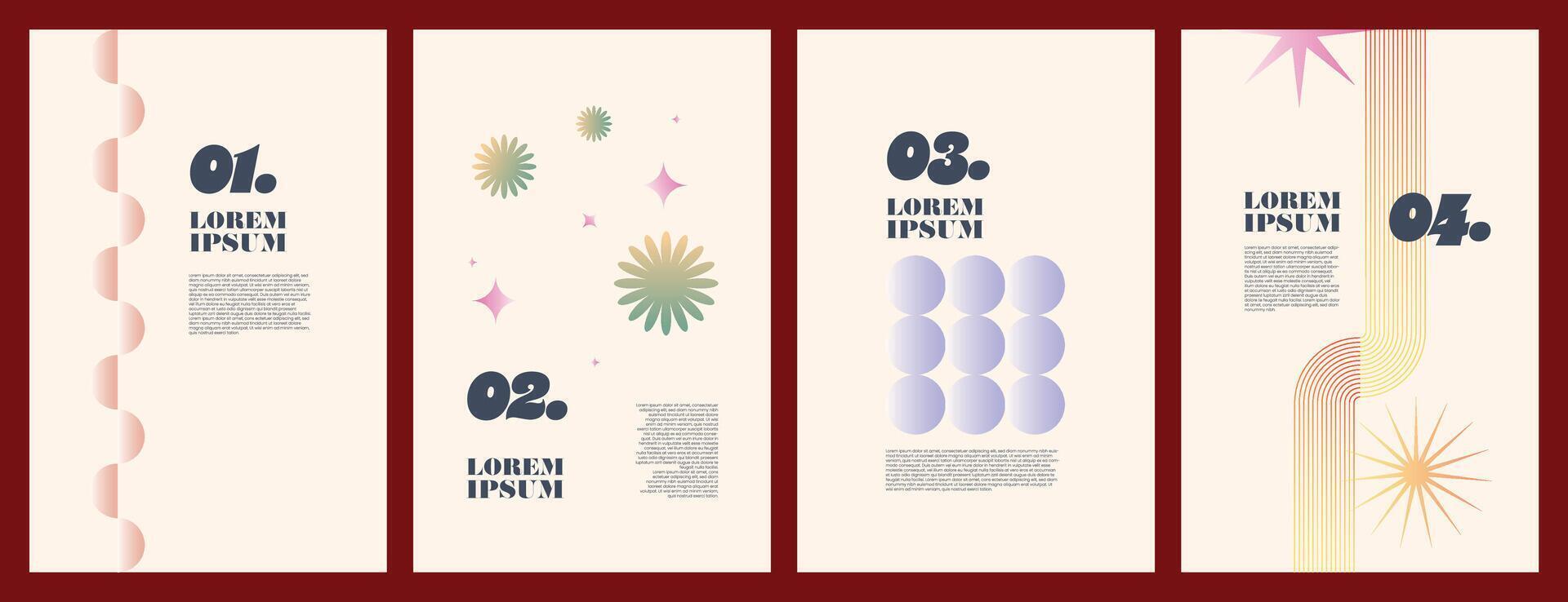 Abstract geometric art design. Bauhaus modern background, printable posters, banners, template concept. Colorful gradient forms, line retro shapes, forms vector