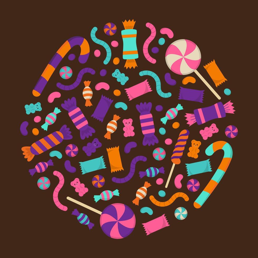 Halloween illustration with sweets and candies vector