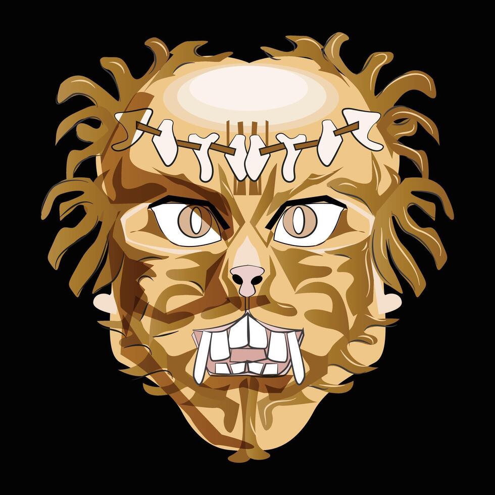 Monster Head Mask Illustration vector
