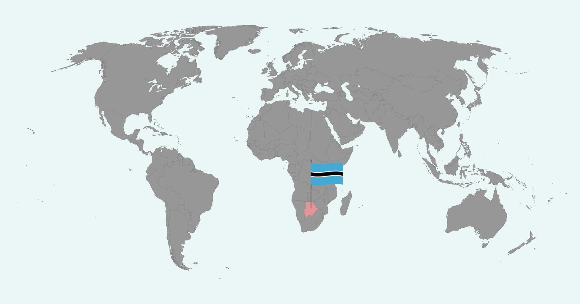 Pin map with Botswana flag on world map. illustration. vector