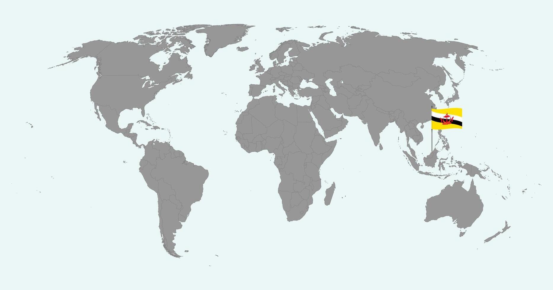 Pin map with Brunei flag on world map. illustration. vector
