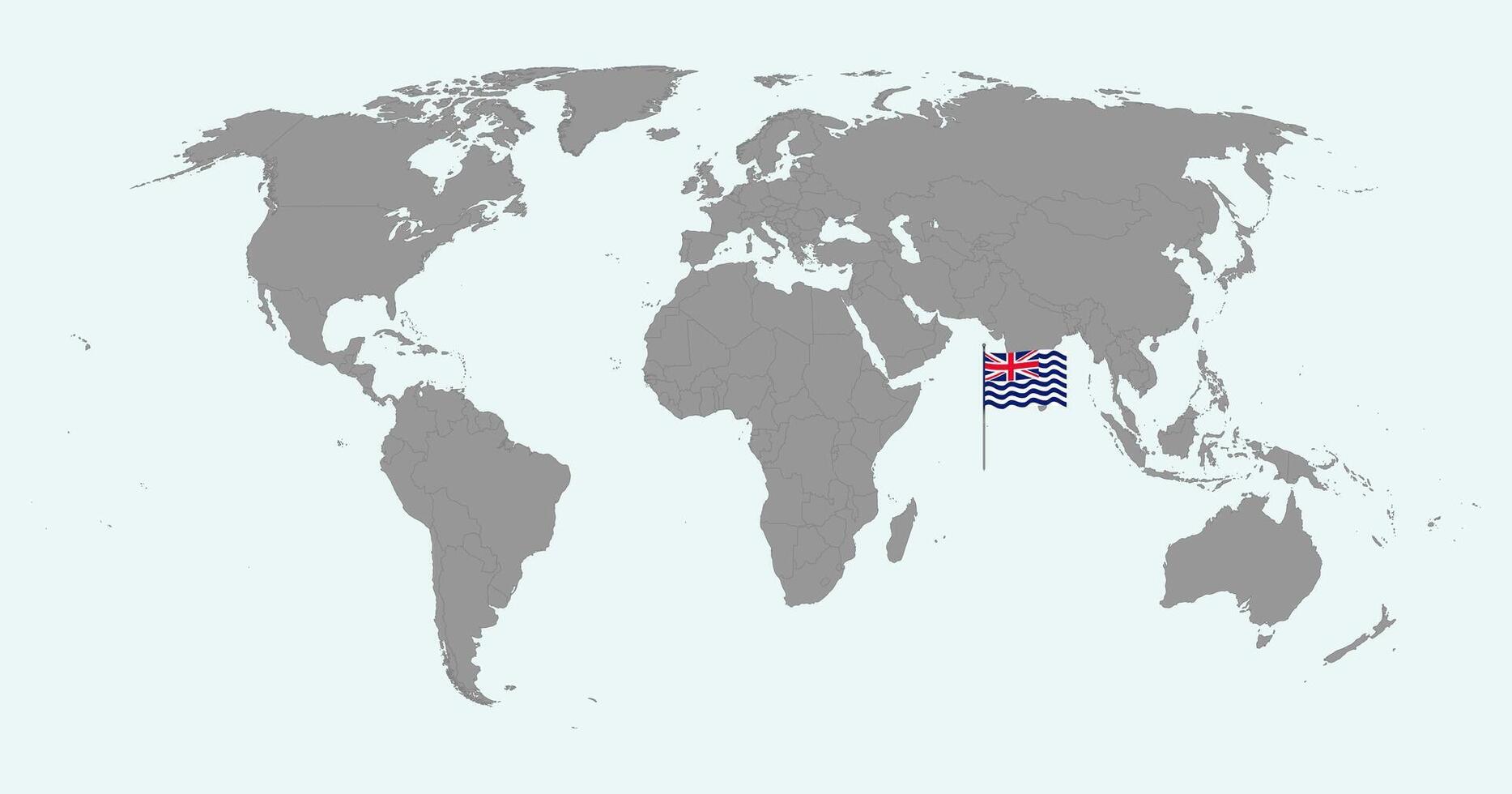 Pin map with British Indian Ocean Territory flag on world map. illustration. vector