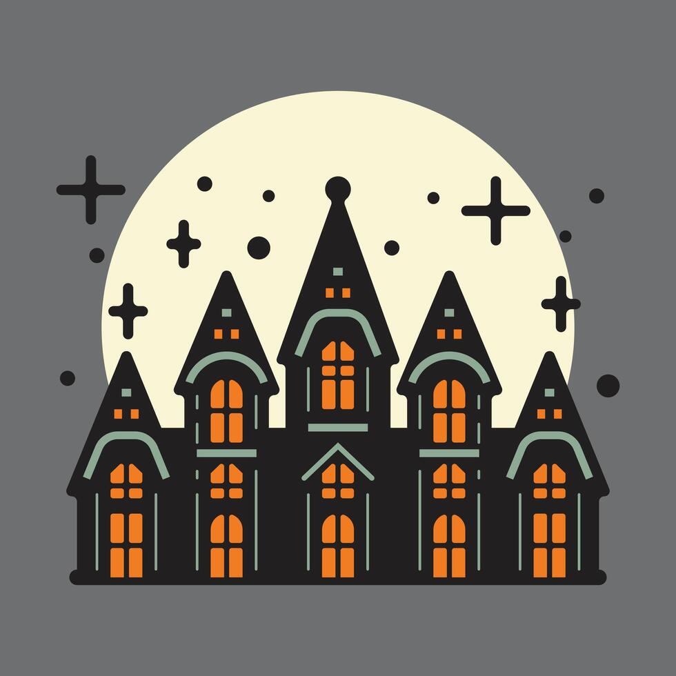 Halloween house with moon and stars vector