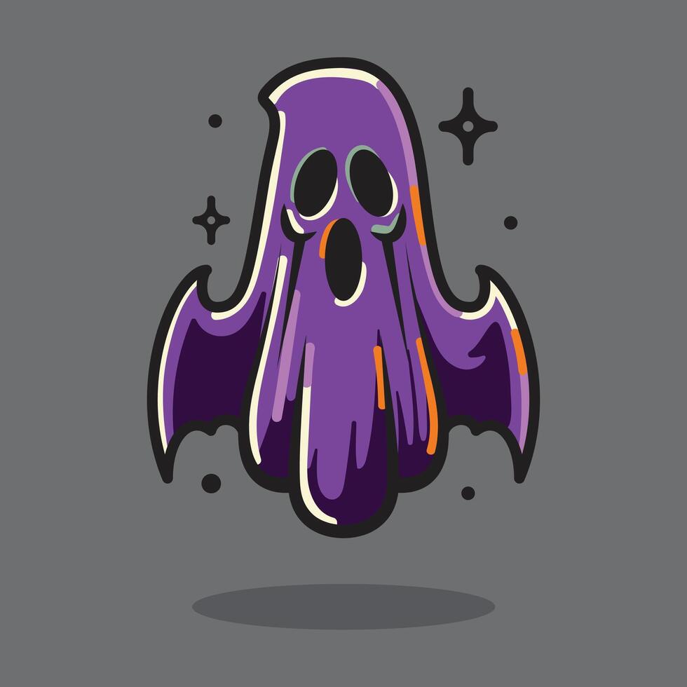 A purple ghost with a big mouth and eyes vector