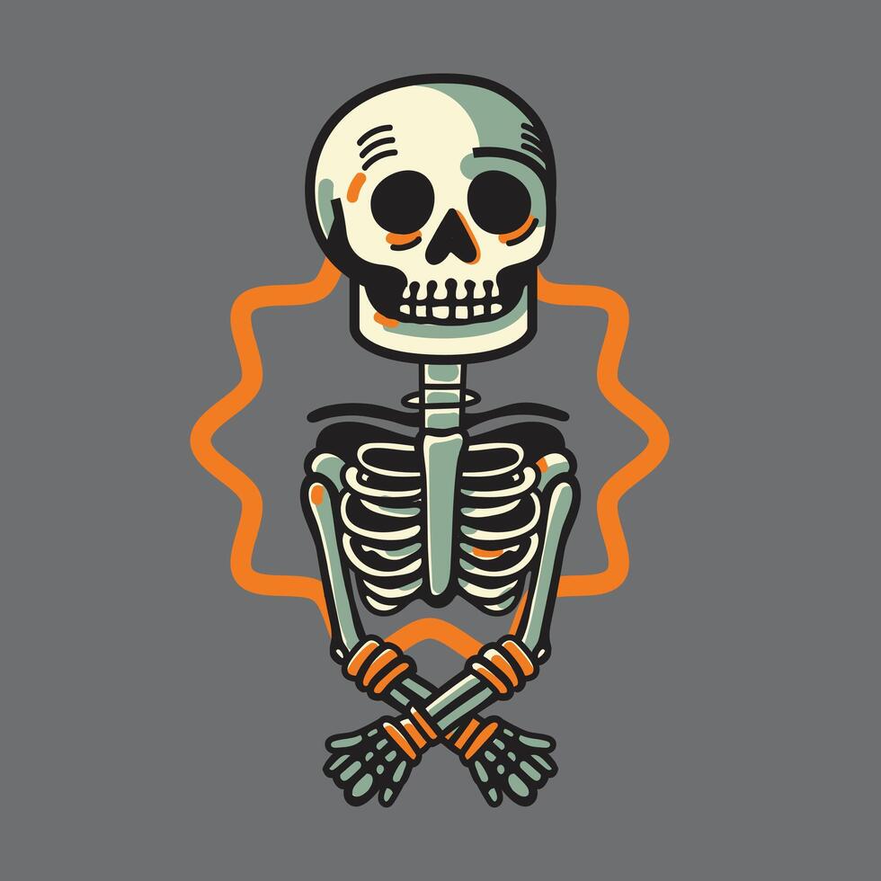 A cartoon skeleton with orange and black stripes vector