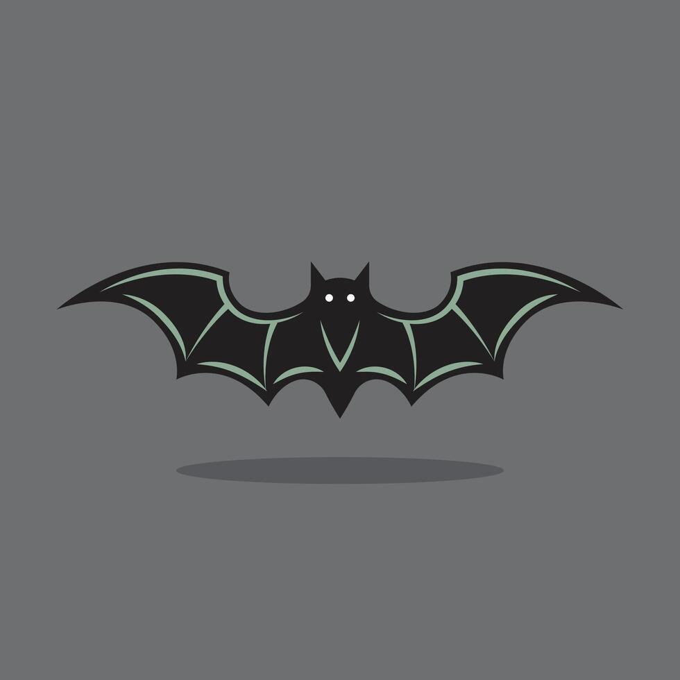 A bat with green eyes on a gray background vector