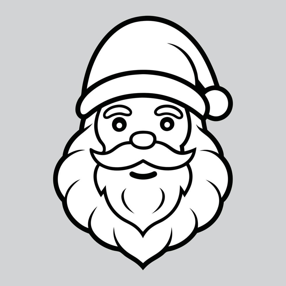 Santa claus face with beard and hat on a gray background vector