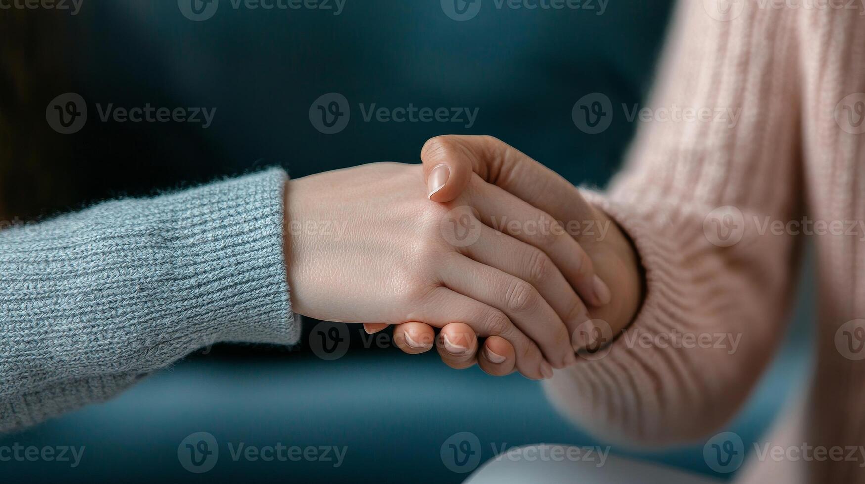Two hands clasping in solidarity and support, showcasing human connection. photo