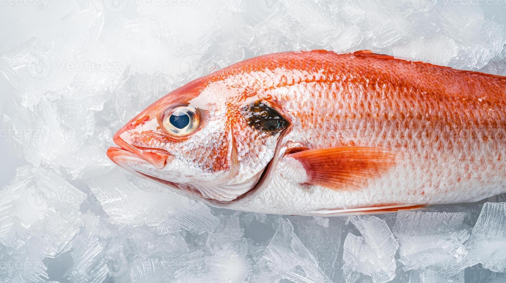 Fresh fish on ice, perfect for seafood dishes and culinary presentations. photo