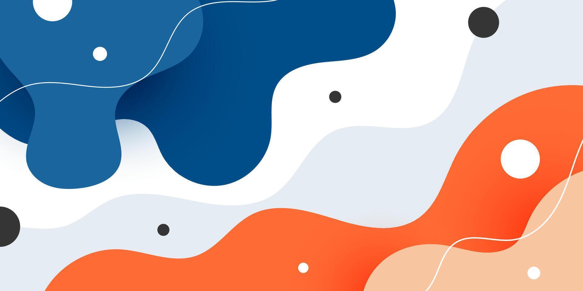 Blue and orange geometric business banner design. Creative banner design with wave shapes and lines for template. Simple design on white horizontal banner. vector