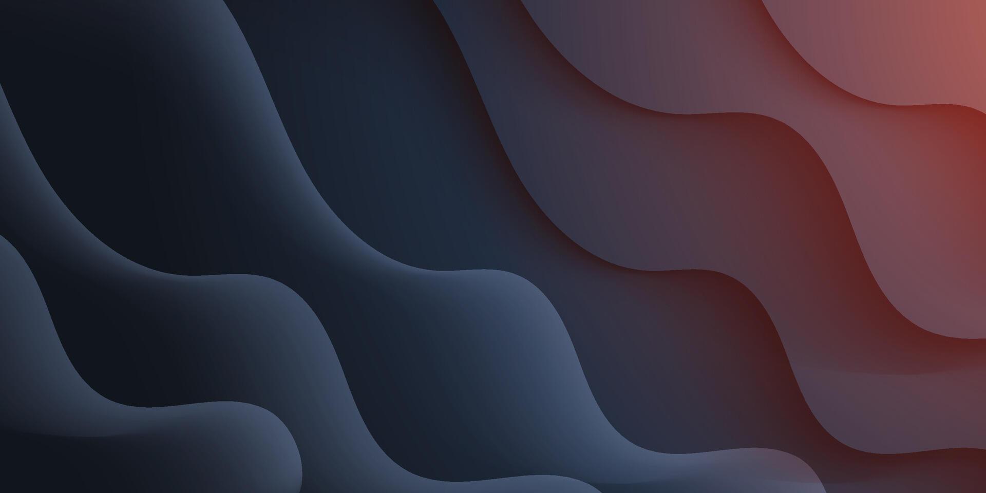 Futuristic dark gray wave abstract 3D background with realistic gradient color on background. vector