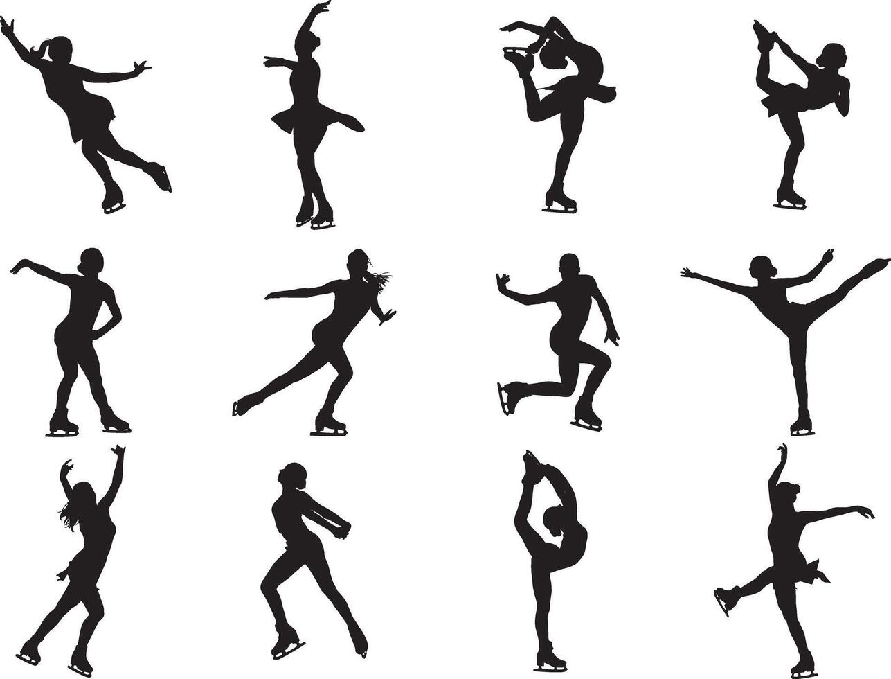 Figure Skating, Ice Skating, Winter Sport, Skating Silhouette vector