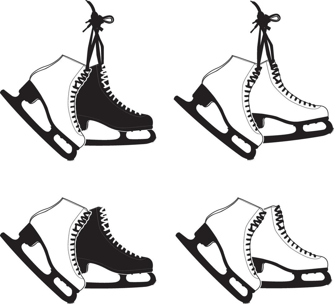 Tied Hanging Figure Skates, Ice Skating Shoes, Winter Sport vector