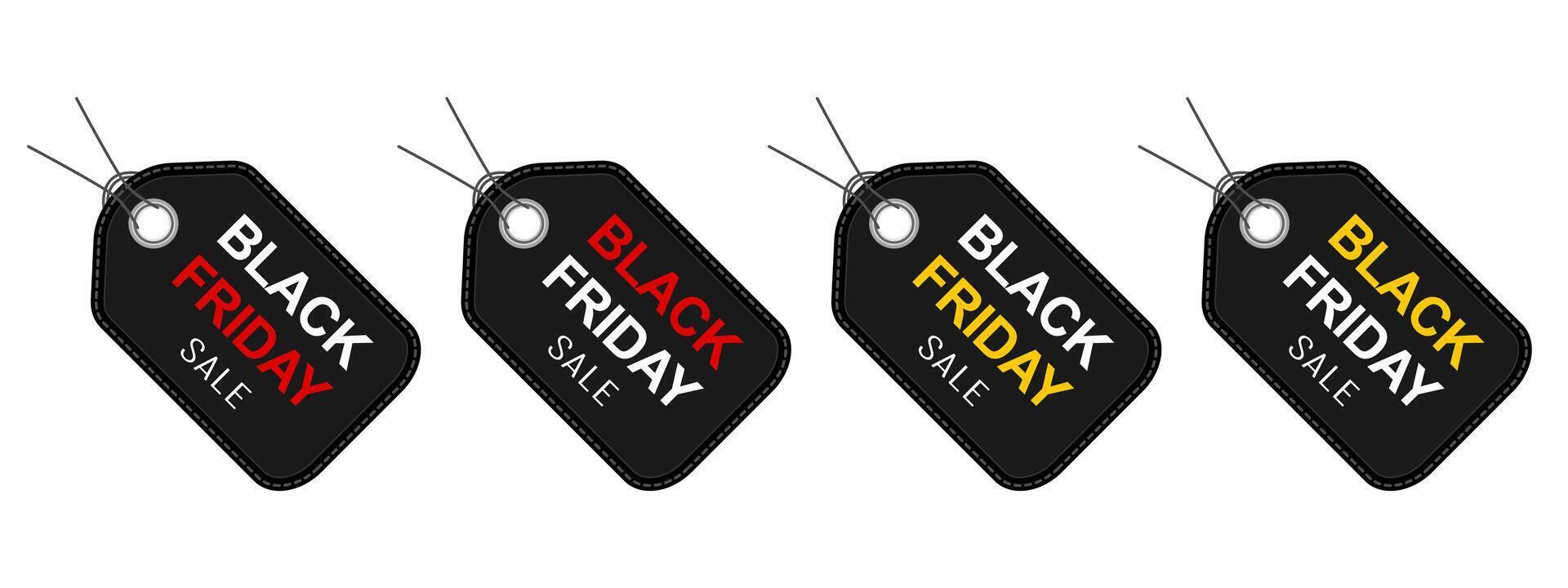 Black Friday sale ticket. Marketing promotion tags set. Illustration, logo, stamp, tag, emblem, mark or seal. vector