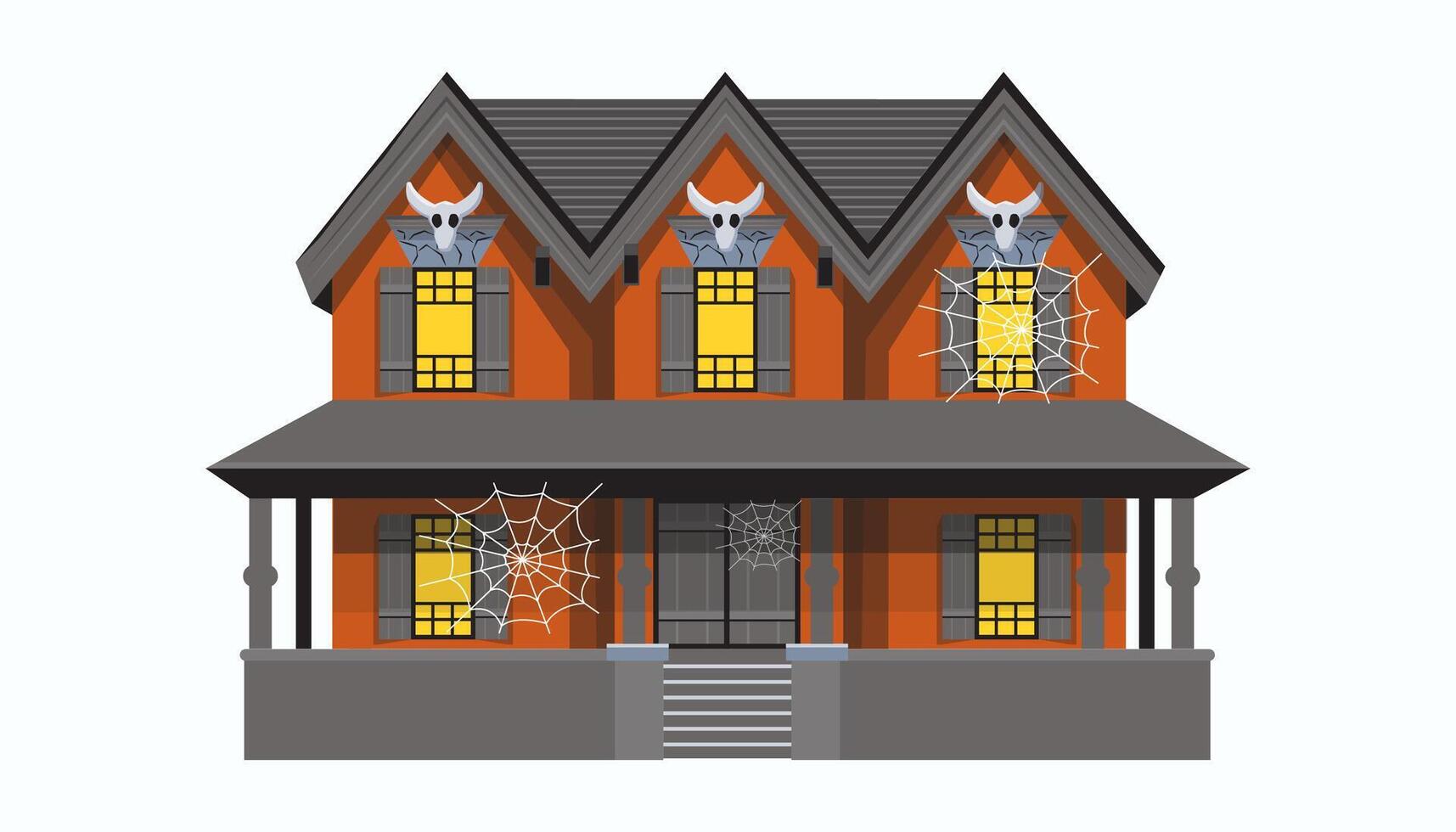 Halloween haunted house and cobweb vector