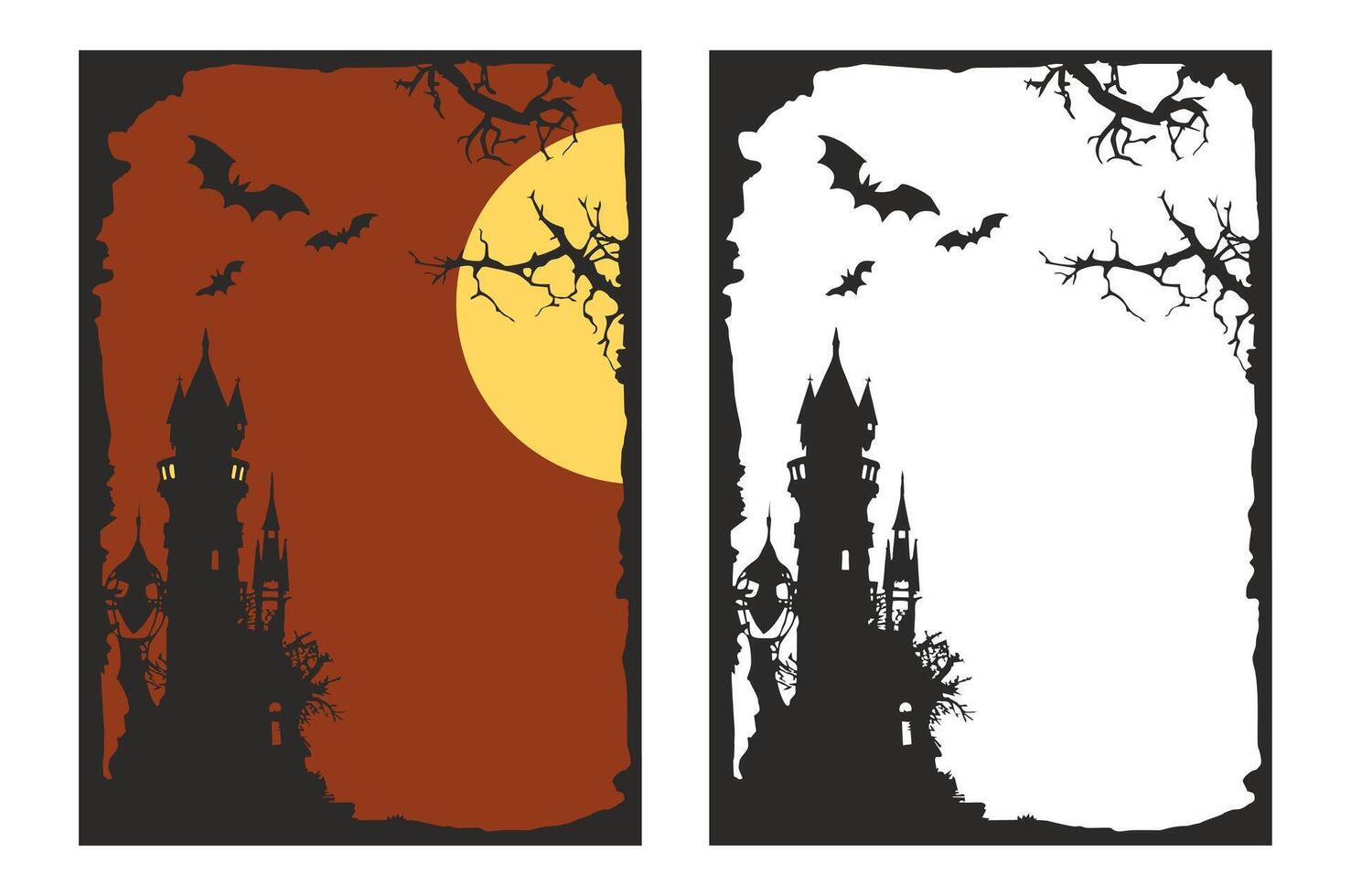 Halloween banners with bats and trees vector