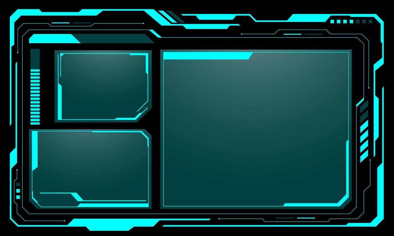 HUD frames blue user interface elements design modern technology futuristic control panel screen digital hologram window gaming menu touching cyber monitor set on black background vector