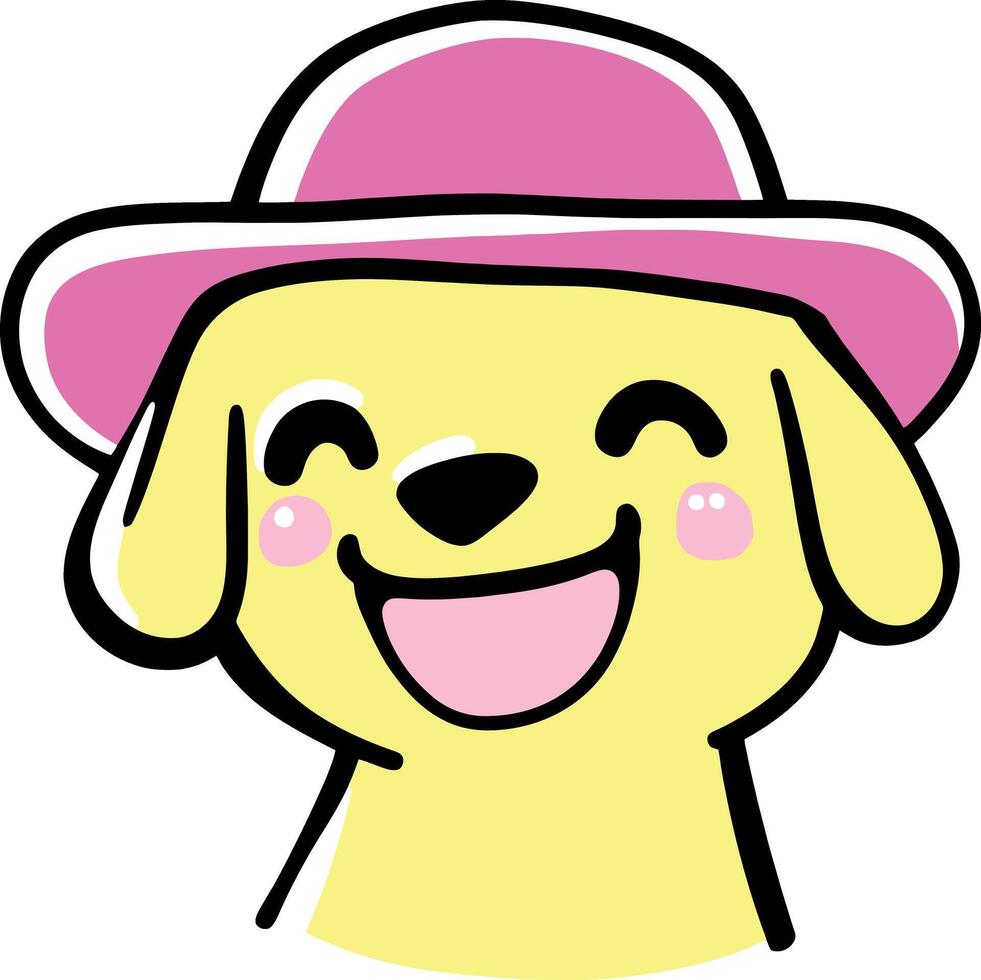 Cheerful Cartoon Dog Wearing Pink Hat vector