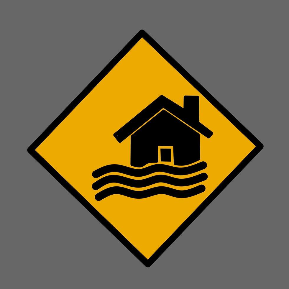 warning board for flood prone areas vector