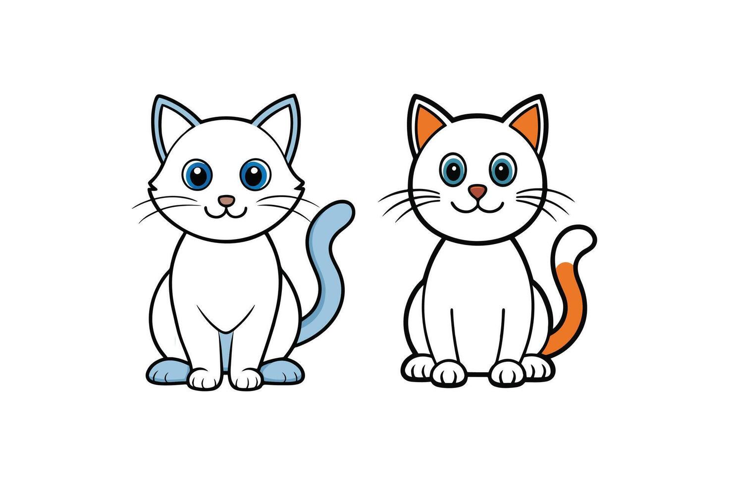 Two cartoon cats are sitting side by side vector