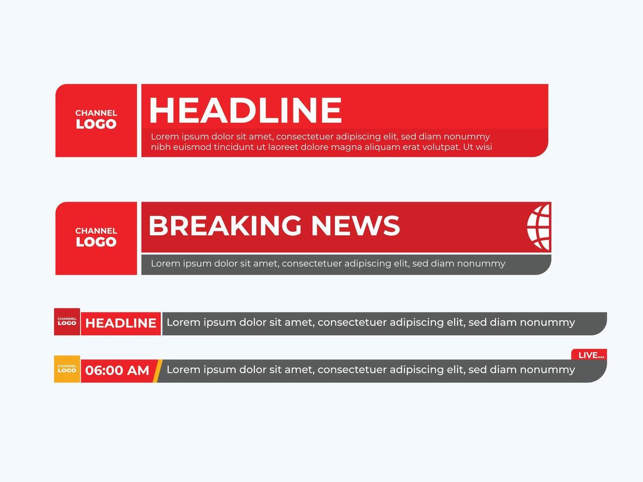 News Lower Thirds Banner sets for Television and Media Channel vector