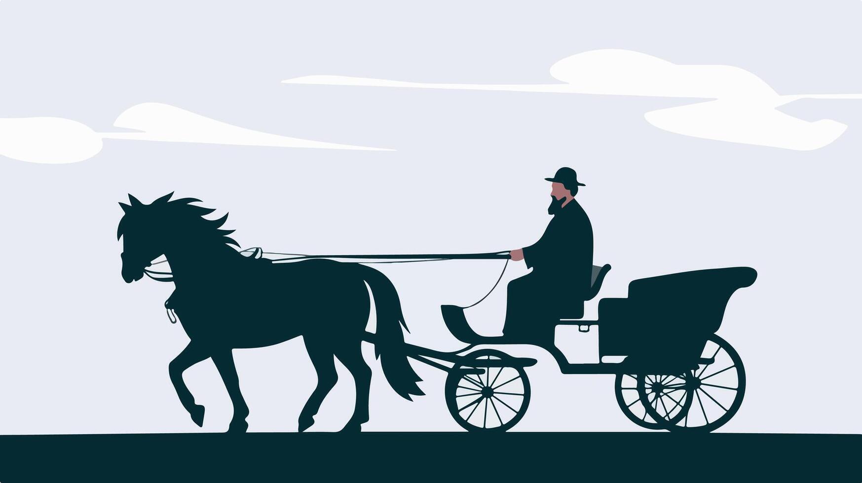 Majestic Horse-Drawn Carriage Silhouette, Historic and Iconic Visual vector