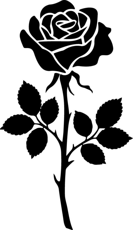 Elegant Rose Sketch in Black and White, Minimalist Floral Art vector