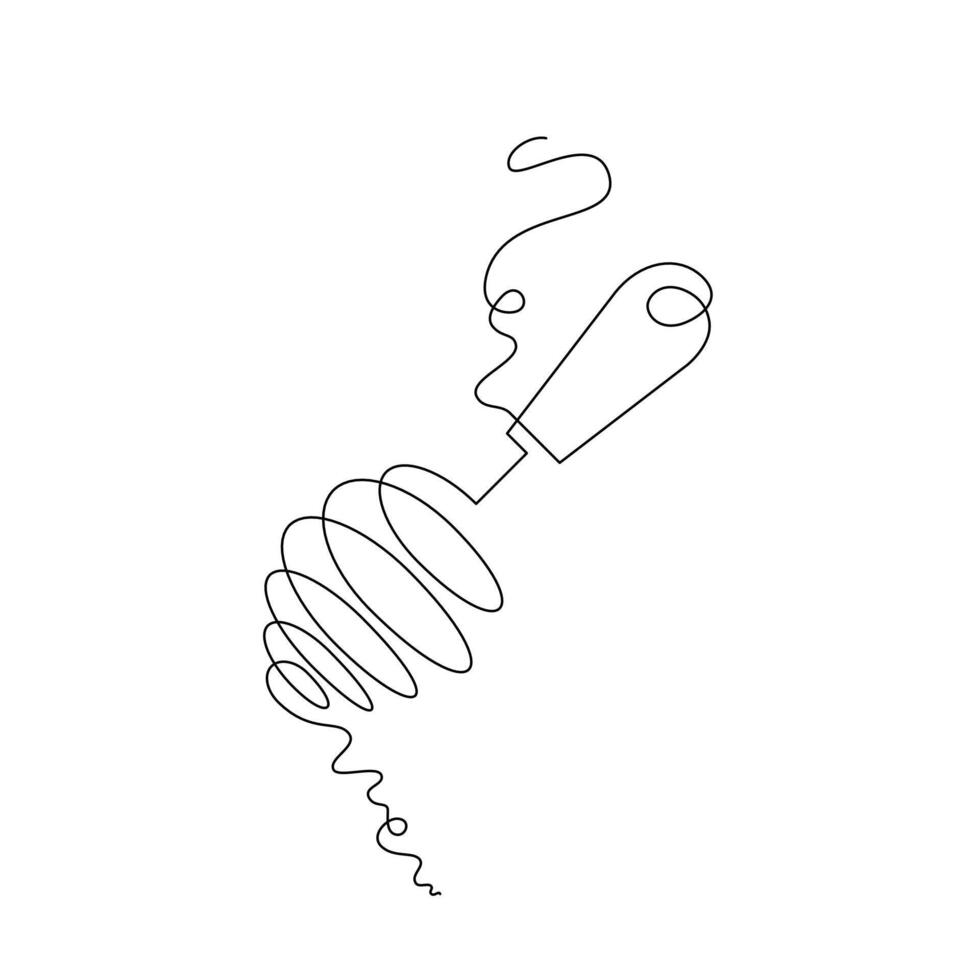 spiral egg whisk one line art illustration. one continuous line, simple, hand drawn and sketch style. for icons, symbols, signs or logos vector