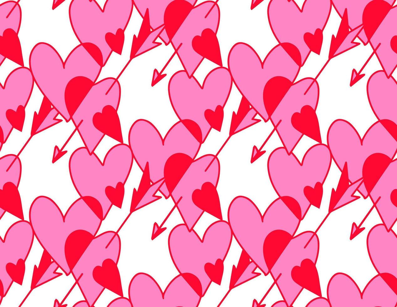 cute pattern of pink heart overlay in coquette style vector