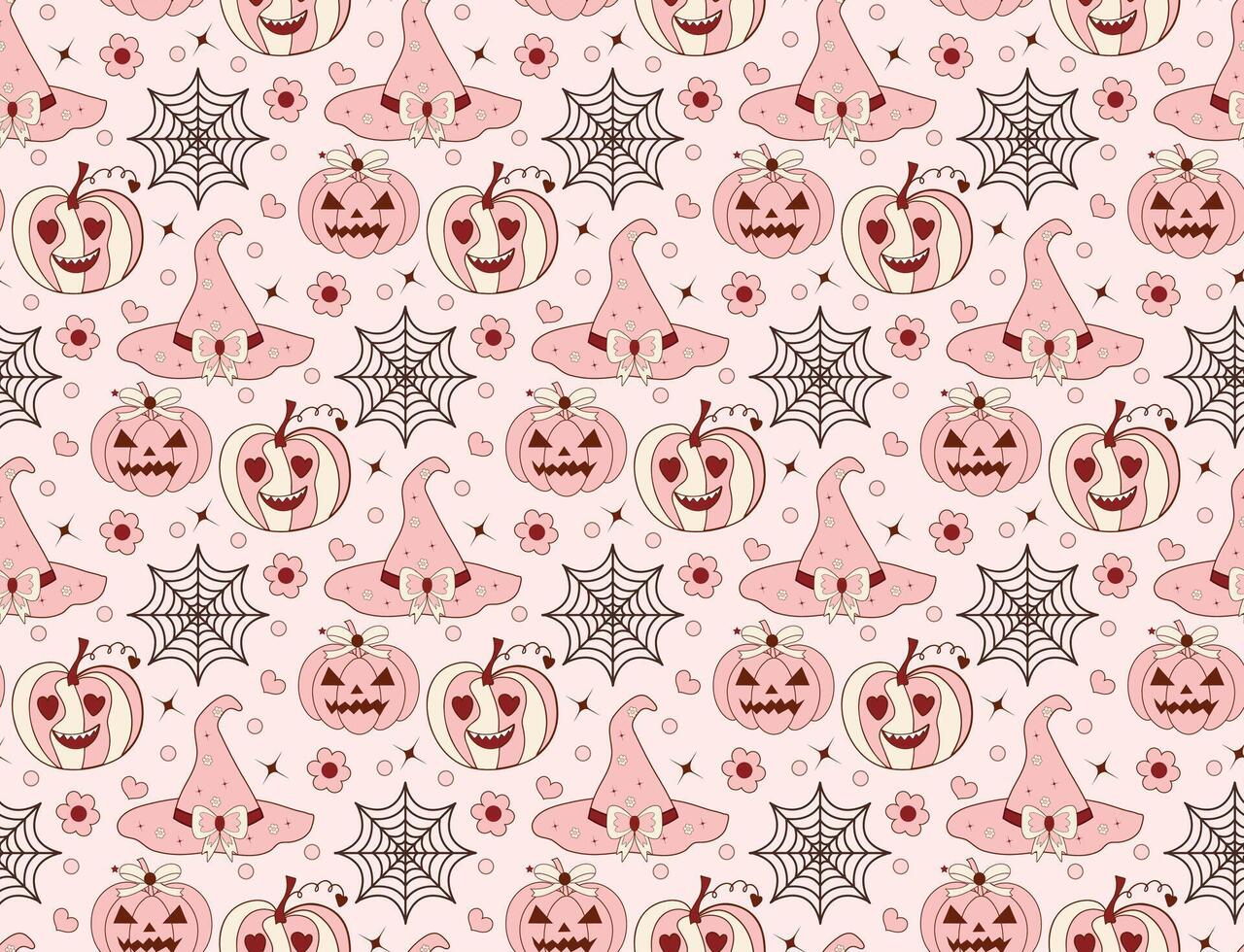 Coquette halloween seamless pattern, texture for wallpaper, wrapping paper, textile. illustration vector