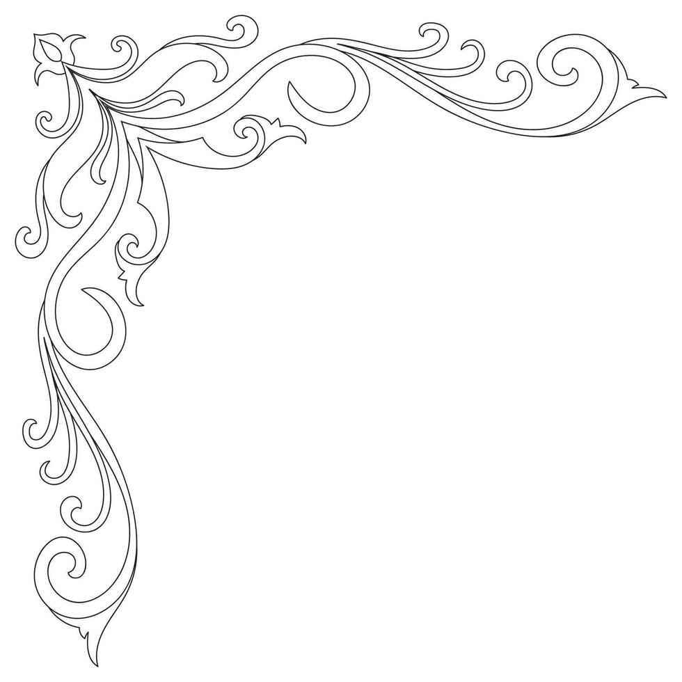 Soft corner lines to decorate paper. Vintage card making elements vector