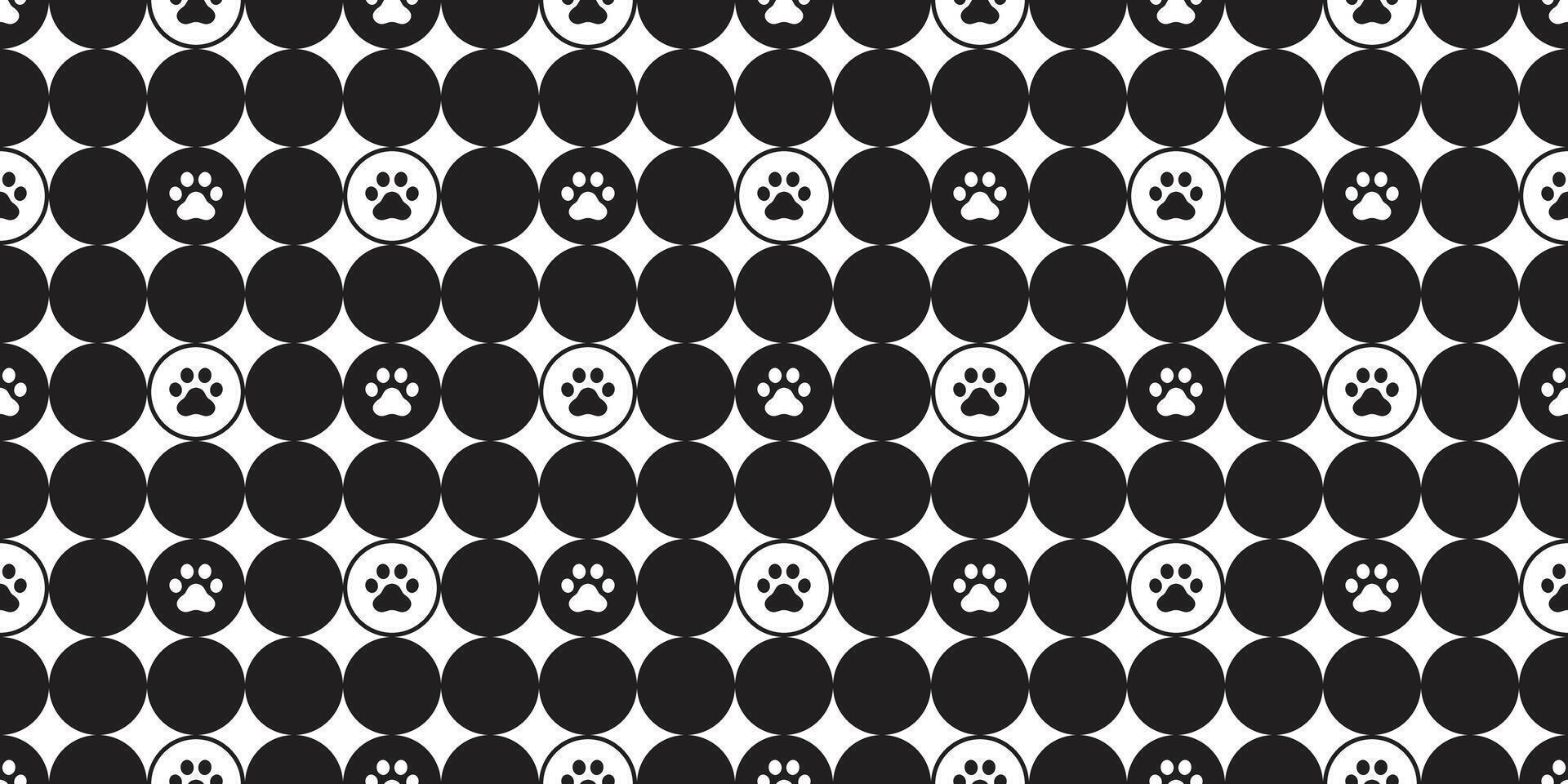 dog paw seamless pattern polka dot footprint cat kitten french bulldog puppy pet toy breed cartoon doodle gift wrapping paper tile background repeat wallpaper illustration design isolated vector